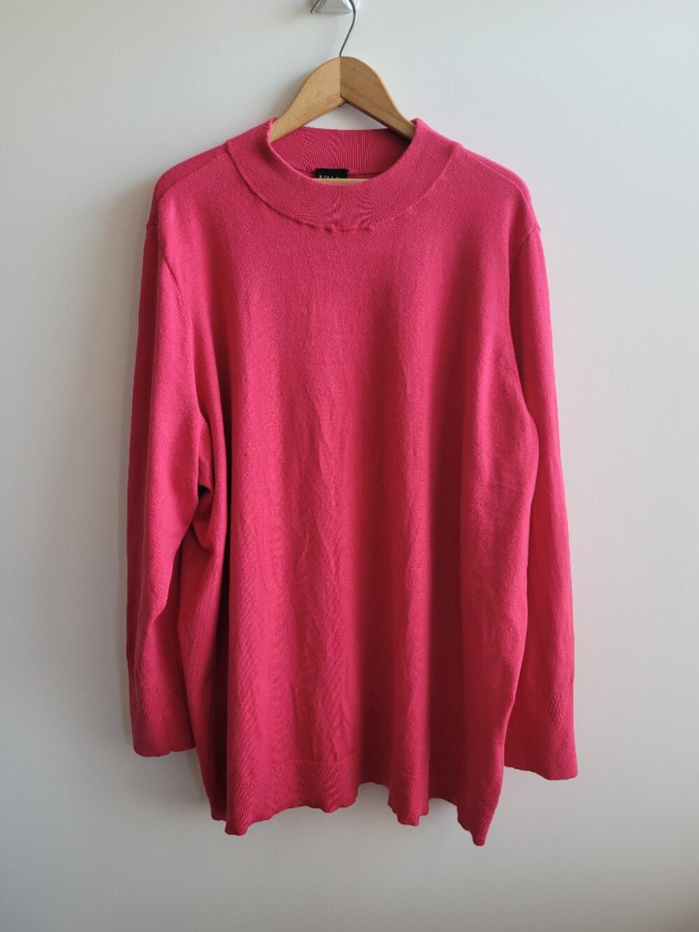 Ulla Popken Fuchsia Long-Sleeved Mock-Turtleneck Light Sweater/Shirt-USA 24/26
